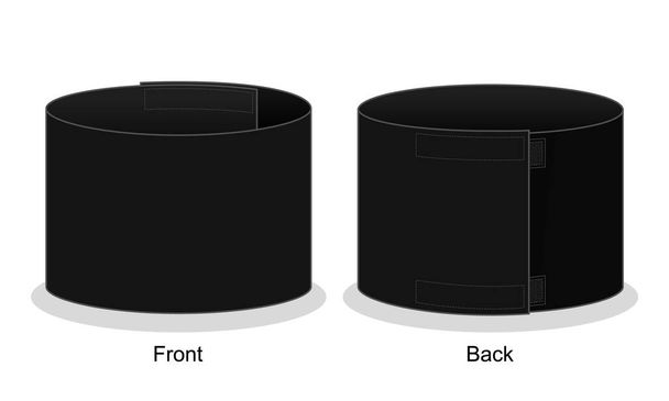 Modello di bracciale nero vuoto su sfondo bianco.Vista anteriore e posteriore, file vettoriale. - Vettoriali, immagini