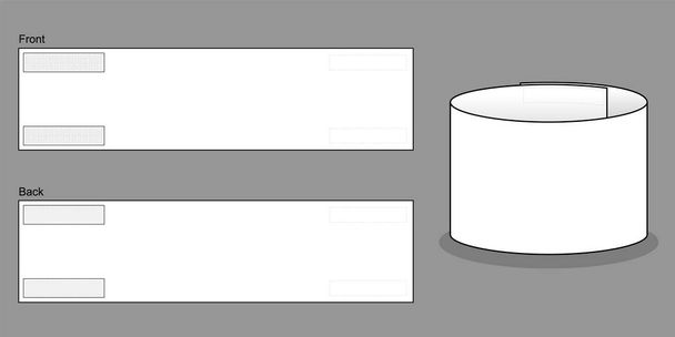 Plantilla de patrón de brazalete blanco en blanco sobre fondo gris. Vista frontal y posterior, archivo vectorial. - Vector, imagen