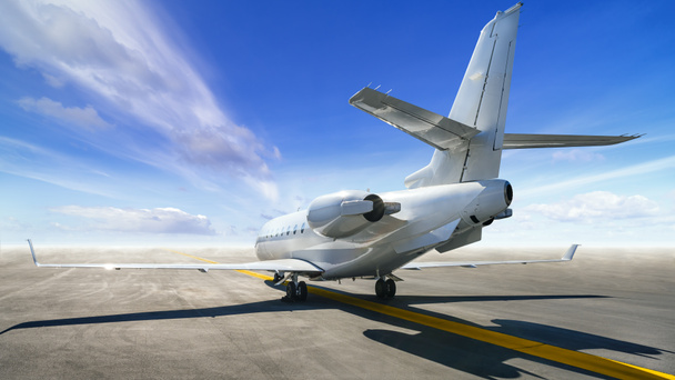 avión moderno en una pista de aterrizaje
 - Foto, imagen