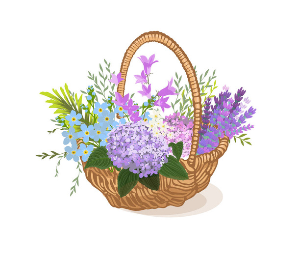 Flower Basket Vector Cartoon Illustration, Flower Concept Art Vector, Print Ready T Shirt Logo Icon Design - Vector, Image