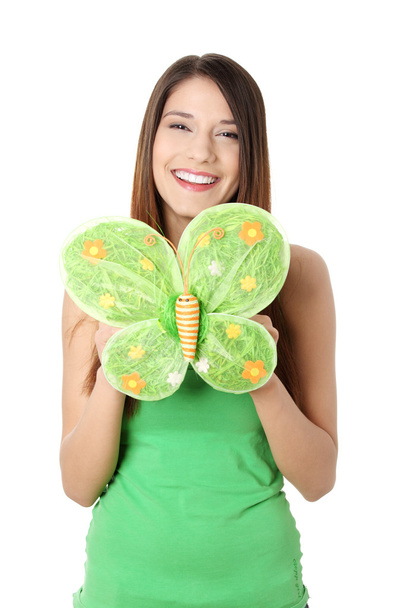 Young woman with a butterfly - Zdjęcie, obraz