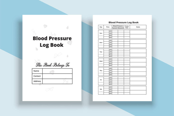 Εσωτερικό KDP Βιβλίο καταγραφής αρτηριακής πίεσης. Ημερολόγιο αρτηριακής πίεσης και ανιχνευτής παλμών. Το εσωτερικό ημερολόγιο του KDP. Ανιχνευτής πίεσης αίματος. Εσωτερικό KDP τετράδιο αρτηριακής πίεσης. Σημειωματάριο παλμών. - Διάνυσμα, εικόνα