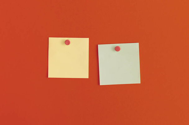 Mock up sticky notes on red background. Business concept, strategy, planning - Фото, зображення