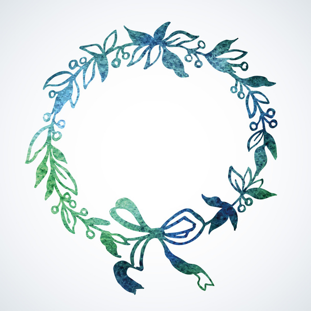 Blue pattern with watercolor wreaths - Vector, Image