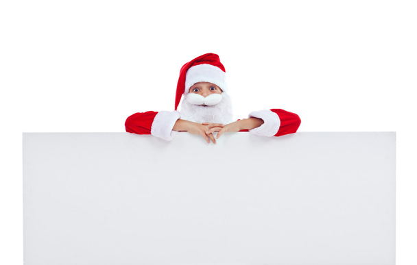 grappige santa met groot spandoek - Foto, afbeelding