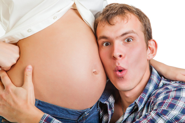 Surprised Man with Pregnant Wife - Fotografie, Obrázek