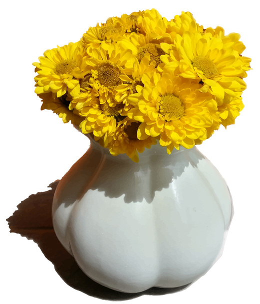 Ilustracja wektorowa wazon z gerbery żółty - Wektor, obraz