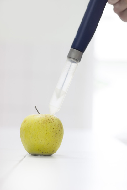 Modificação genética de uma maçã
 - Foto, Imagem