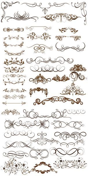 set of calligraphic elements for design. - Vector, Image
