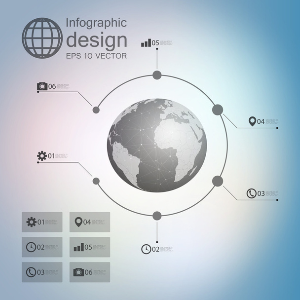 infographic with unfocused background and icons set for business design vector - Vector, Image