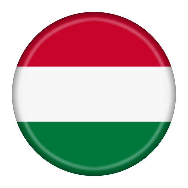 クリッピングパスとハンガリーのフラグボタン3Dイラスト - 写真・画像