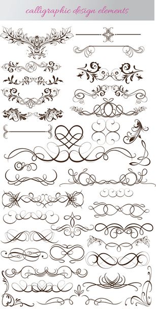 Conjunto de vetores: elementos de design caligráfico e decoração de página - l
 - Vetor, Imagem