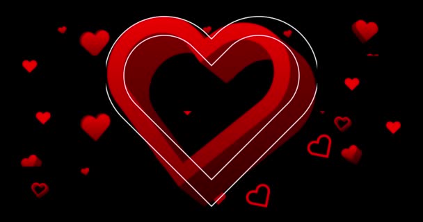 Romantisch Geanimeerde Harten. 4k geanimeerde hart vormen met zwarte rode en witte kleuren. Groet vakantie achtergrond voor het uiten van liefde. - Video