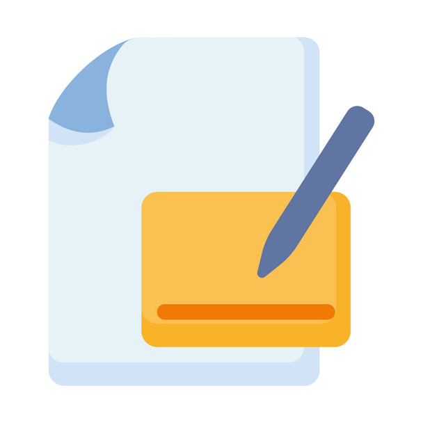 escribir documento archivo papel página letra único icono aislado con ilustración vectorial de estilo plano - Vector, Imagen