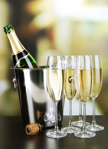 Champagne in glasses and bottle - Photo, Image