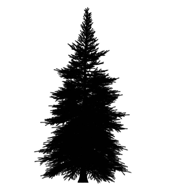 Silueta negra de pino, árbol de navidad aislado sobre fondo blanco. Diseño de banner, ilustración 3D - Foto, imagen