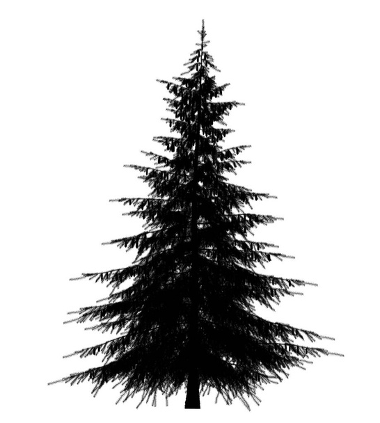 Black silhouette of pine, christmas tree isolated on white background. Banner design, 3D illustration - Photo, Image