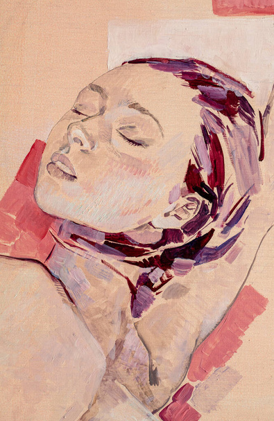 Retrato de una mujer joven, pintura al óleo, hecho a mano - Foto, imagen