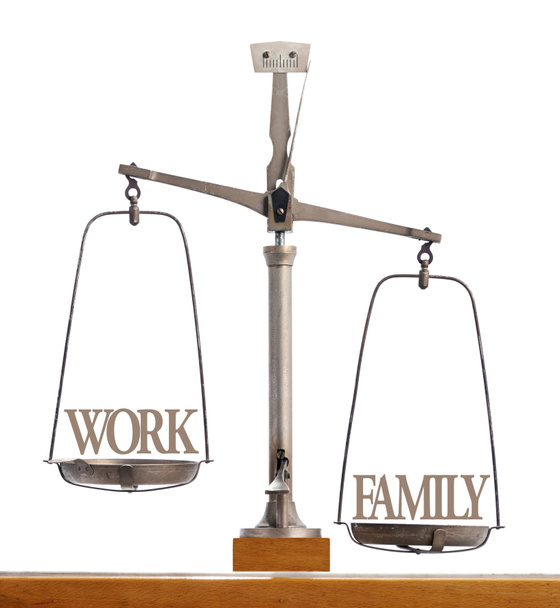 Scala che mostra l'equilibrio tra lavoro e famiglia
 - Foto, immagini