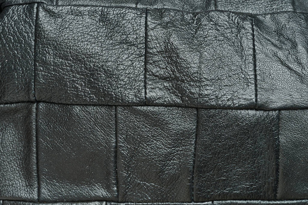 Resumen negro patrón de cuero fondo vista de cerca - Foto, Imagen