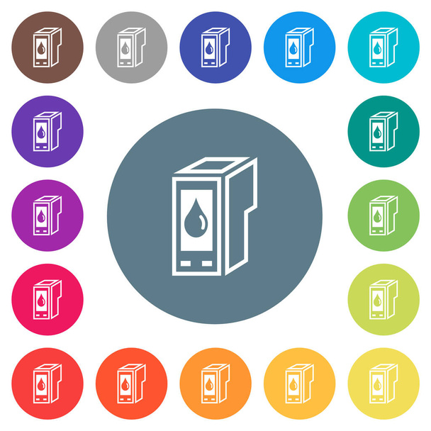 Ink cartridge outline flat white icons on round color backgrounds. 17 background color variations are included. - Vector, Image