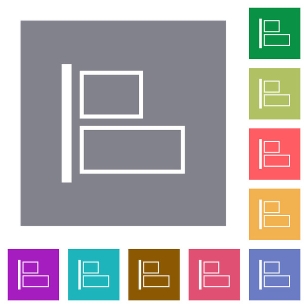 Lijn naar links omtrek platte pictogrammen op eenvoudige kleur vierkante achtergronden - Vector, afbeelding