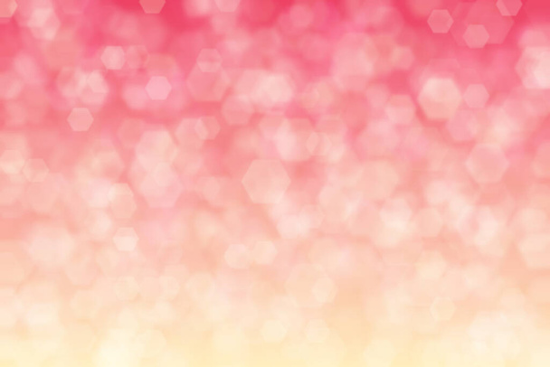 pink and beige abstract defocused background with hexagon shape bokeh spots - Photo, Image