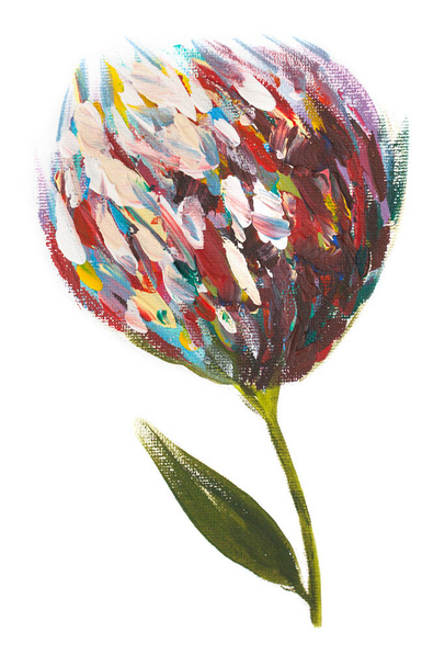 Pintura de una hermosa flor sobre un fondo liso. - Foto, Imagen