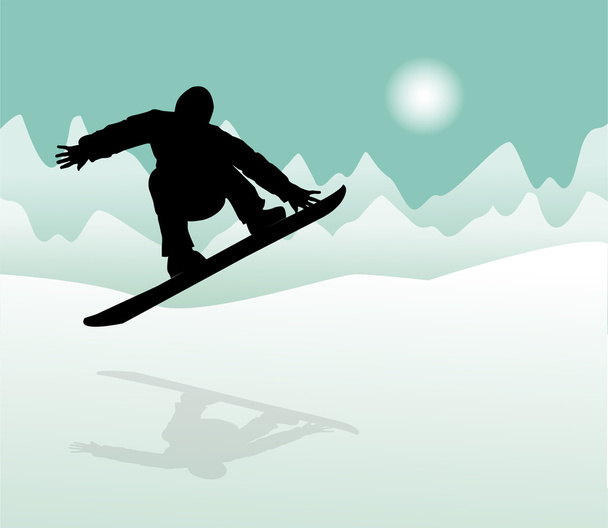 Silhueta de snowboarder
 - Vetor, Imagem