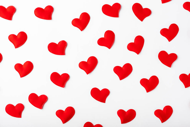 Seamless pattern of red hearts on white background - Φωτογραφία, εικόνα