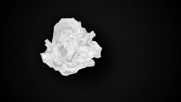 Crumpled Paper Background Intro Animation/ 4k animation of a graphic communication message background with crumpled torn paper unfolded to white vintage textured sheet - Footage, Video