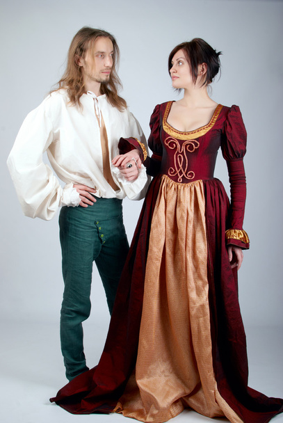 Beautiful couple of medieval costumes - Photo, Image