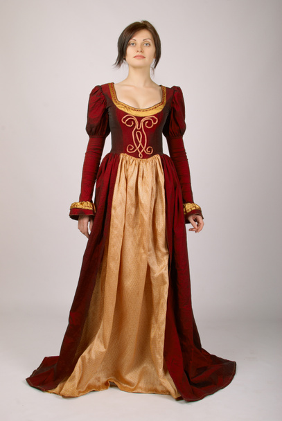 Ortaçağ elbiseli güzel kız - Fotoğraf, Görsel