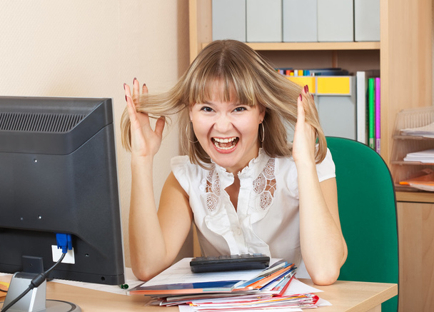 Crazy businesswoman in office - Photo, image