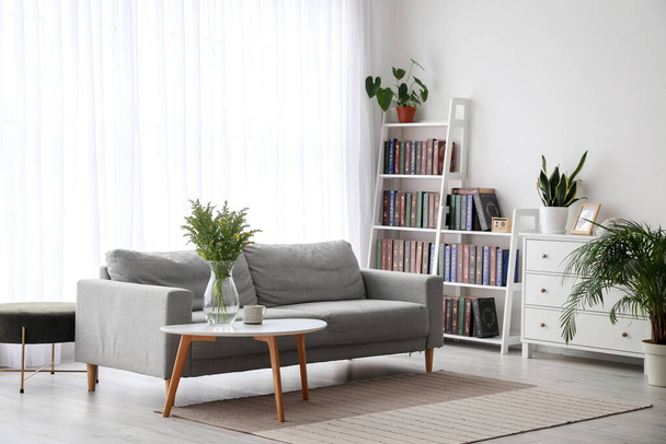 Kirjahylly sohvalla moderni sisustus huone - Valokuva, kuva