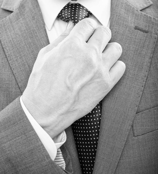 ruční kravata kravata muže v obleku detailní up, formální móda - Fotografie, Obrázek