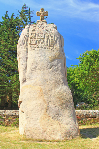 Menhir Saint Uzec, Bretaň, Francie - Fotografie, Obrázek