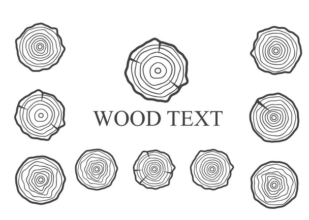 Logo anual de anillos de crecimiento de árboles. Fondo de árbol de círculo abstracto - Vector, imagen