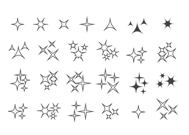 Set de iconos de destellos vectoriales. Elemento estrella, luz e ilustración vectorial brillante
 - Vector, imagen