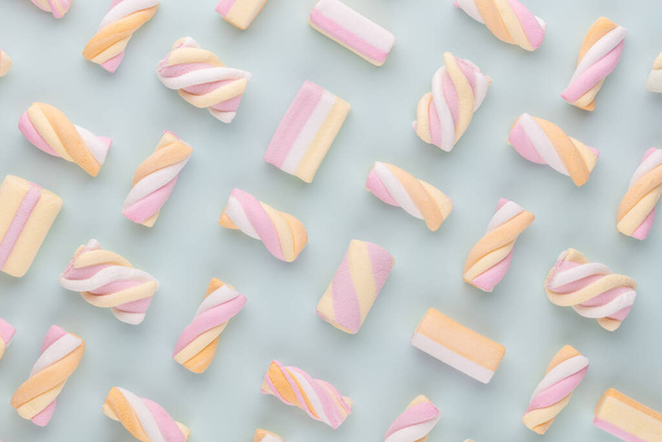 Colorful marshmallows background. Top view. Flat lay. - Foto, Imagem