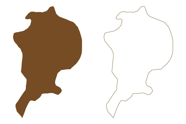 Artušův ostrov (Rusko, Ruská federace, souostroví Franz Josefa) mapa vektorová ilustrace, načmáraná kresba Rainier nebo Ostrov Artura mapa - Vektor, obrázek