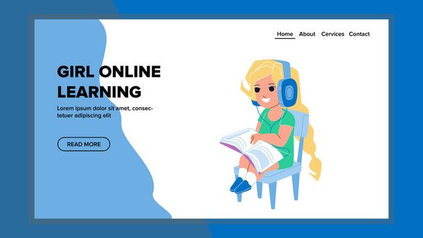 Çevrimiçi Kız Öğrenme Dersi Vektörü - Vektör, Görsel