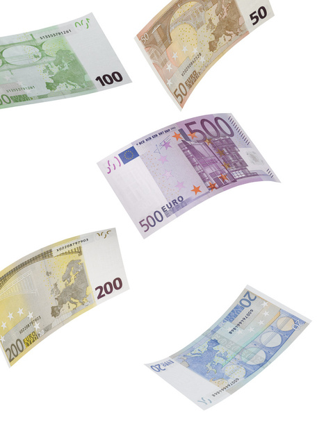 euro bill collage geïsoleerd op wit - Foto, afbeelding