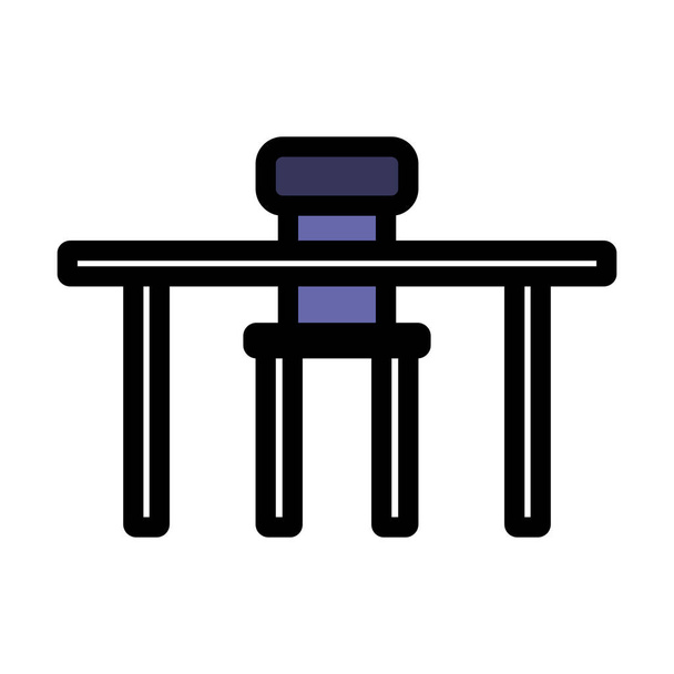 Icon Of Table And Chair. Editable Bold Outline With Color Fill Design. Vector Illustration. - Vector, Image