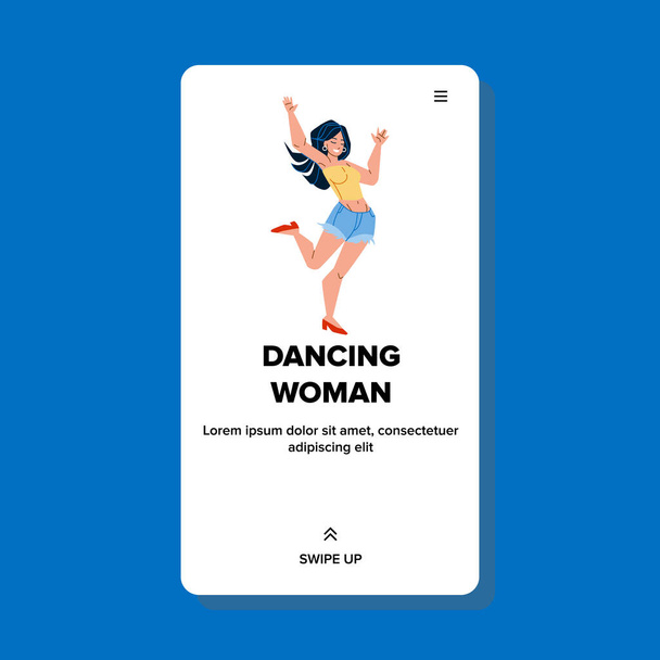 Baile mujer disfrutando de la música en discoteca vector - Vector, Imagen