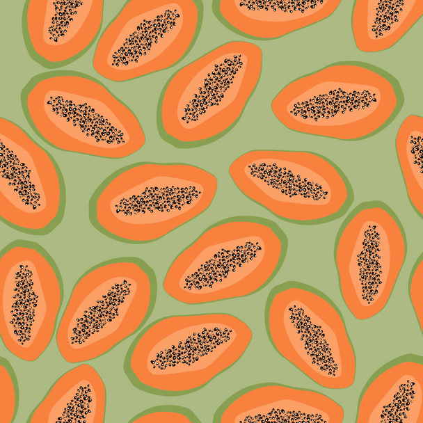 Fruity pattern with papaya fruit - Vektör, Görsel