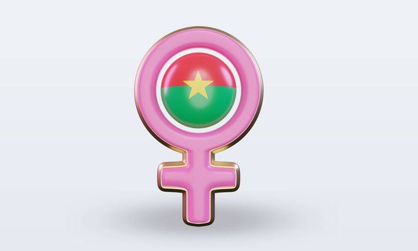 3d kobiet dzień symbol Burkina Faso flaga renderowania widok z przodu - Zdjęcie, obraz
