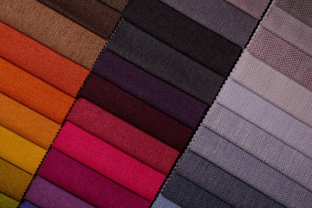 Échantillons de tissus de meubles. Tissu multicolore texture fond. - Photo, image