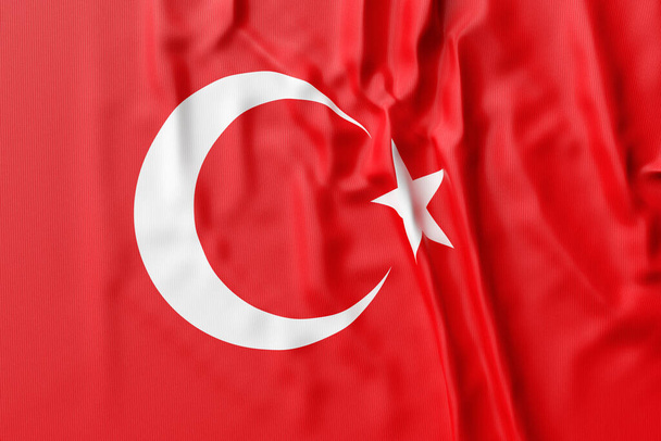 3D ilustracja Turcji narodowy rozwijający flagę. Symbol państwa. - Zdjęcie, obraz