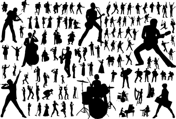 müzik vector silhouettes - Vektör, Görsel